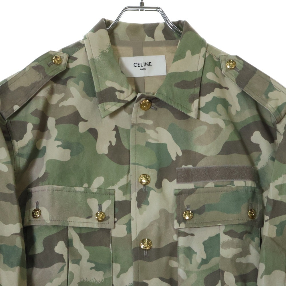 CELINE(セリーヌ) CROPPED MILITARY JACKET トリオンフボタン クロップド ミリタリー カモフラージュ ジャケット 迷彩 カーキ 2W885161U