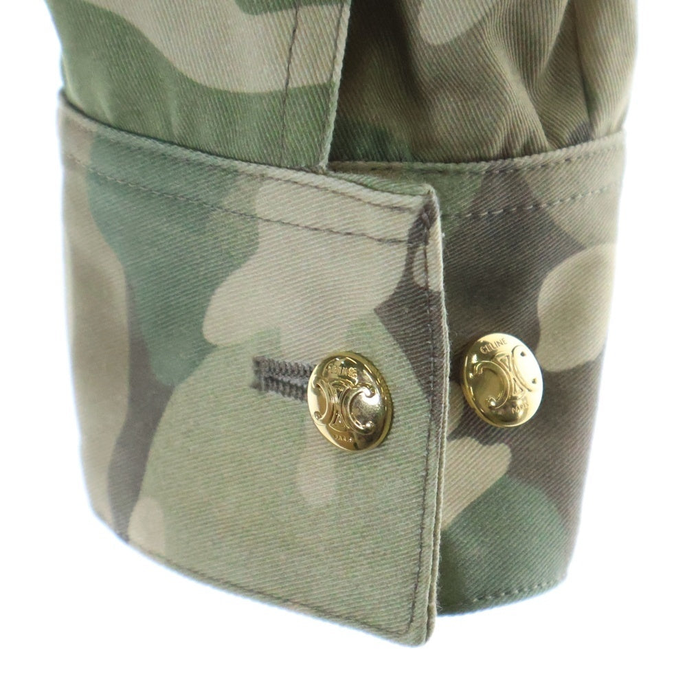 CELINE(セリーヌ) CROPPED MILITARY JACKET トリオンフボタン クロップド ミリタリー カモフラージュ ジャケット 迷彩 カーキ 2W885161U