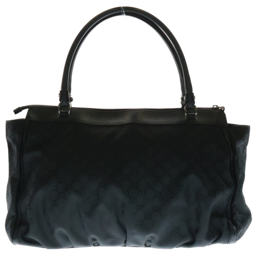 GUCCI(グッチ) アビー トートバッグ ハンドバッグ ブラック シルバー金具 GGナイロン×レザー 341491 204991