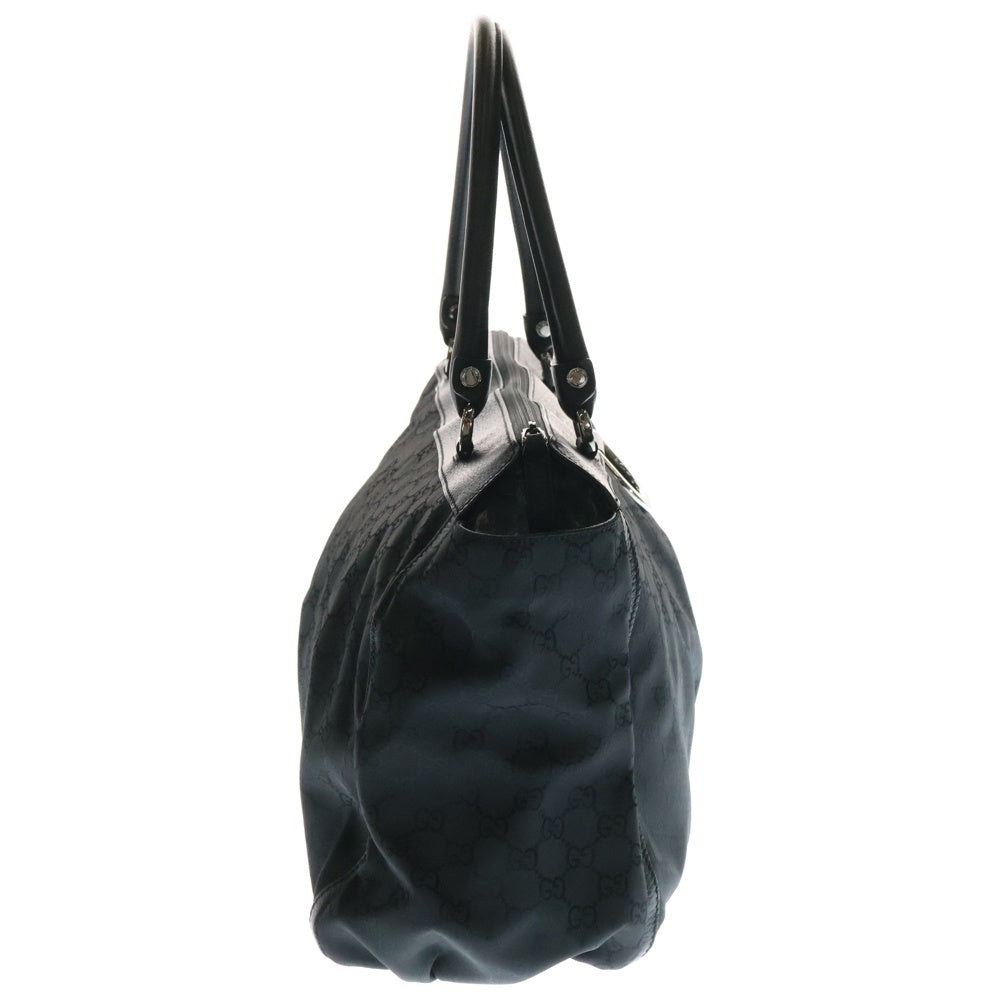 GUCCI(グッチ) アビー トートバッグ ハンドバッグ ブラック シルバー金具 GGナイロン×レザー 341491 204991