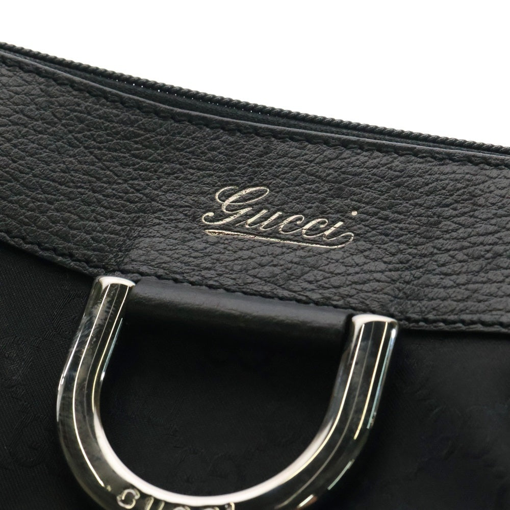 GUCCI(グッチ) アビー トートバッグ ハンドバッグ ブラック シルバー金具 GGナイロン×レザー 341491 204991