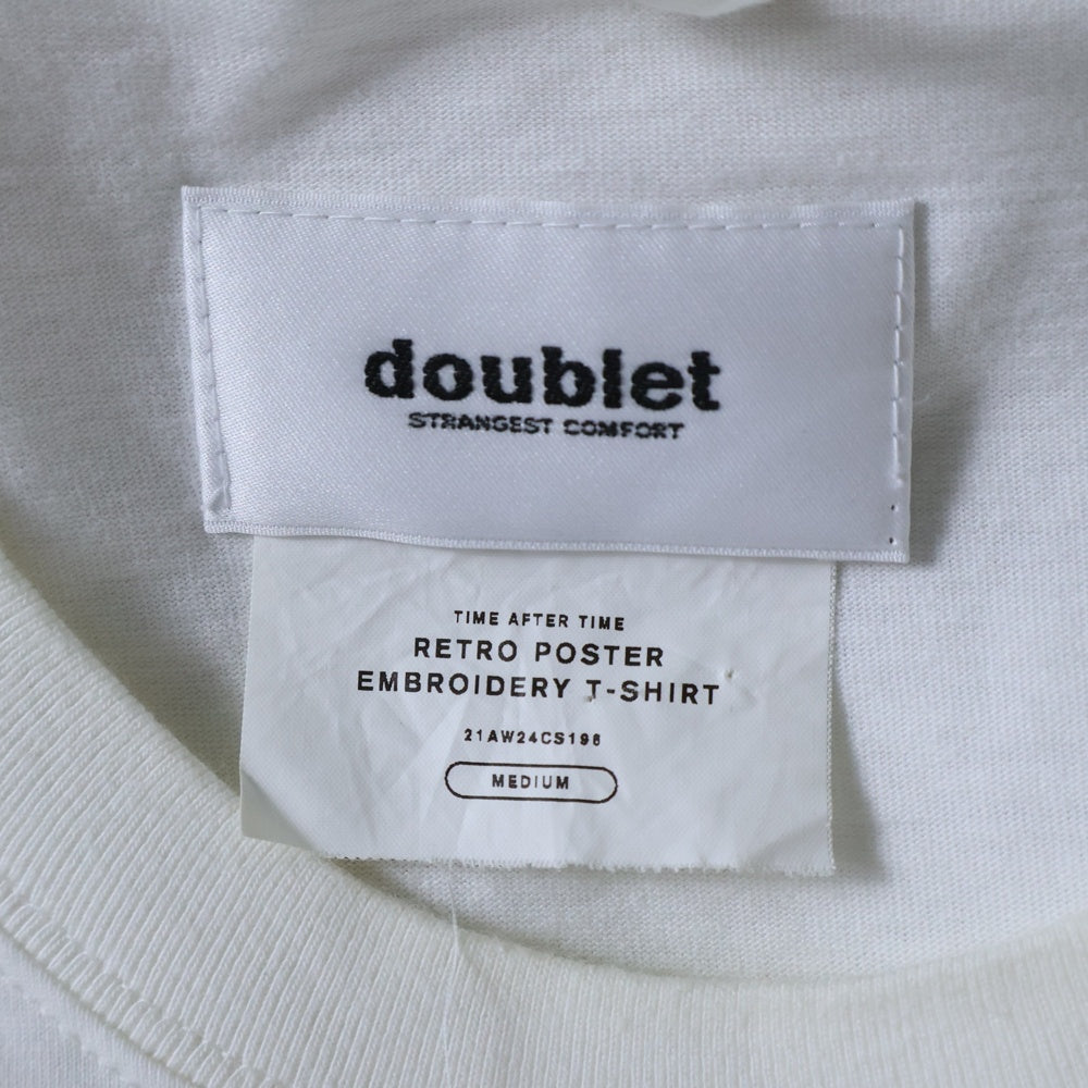 doublet(ダブレット) 21AW 犬の手も借りたい 刺繍半袖カットソー Tシャツ ホワイト 21AW24CS198