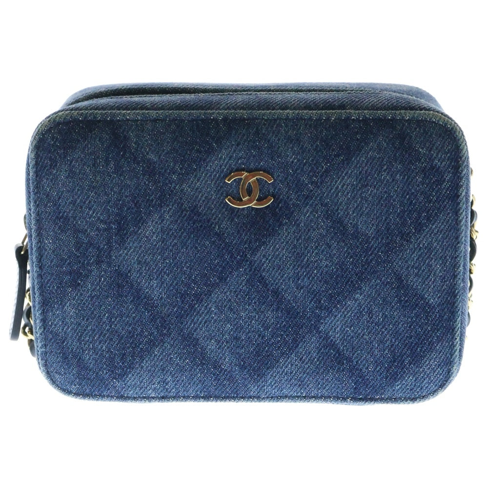 CHANEL(シャネル) ココマーク カメラ デニム レザー ミニ チェーンショルダーバッグ ゴールド金具 インディゴ AP2463