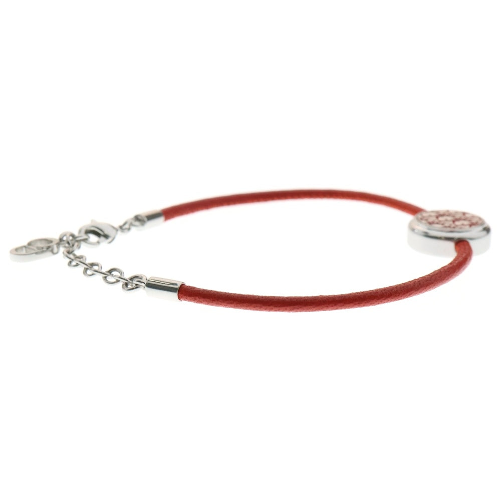 Christian Dior(クリスチャンディオール) Oblique オブリーク CDロゴ レザーブレスレット シルバー×レッド