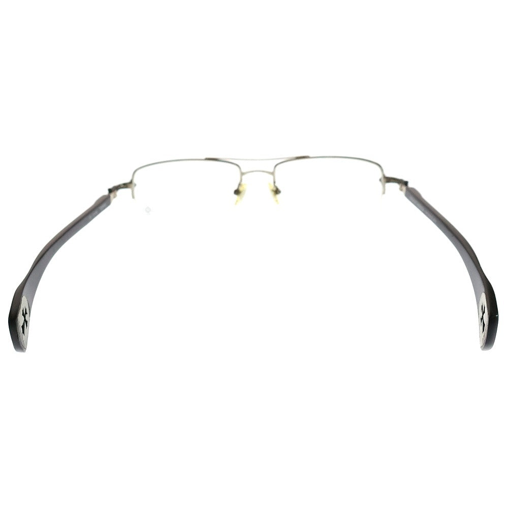 CHROME HEARTS(クロムハーツ) SS-WEB TOPPS トップリム ウッドテンプル カットアウトクロス クリアレンズ メガネ 眼鏡 アイウェア ブラウン/シルバー