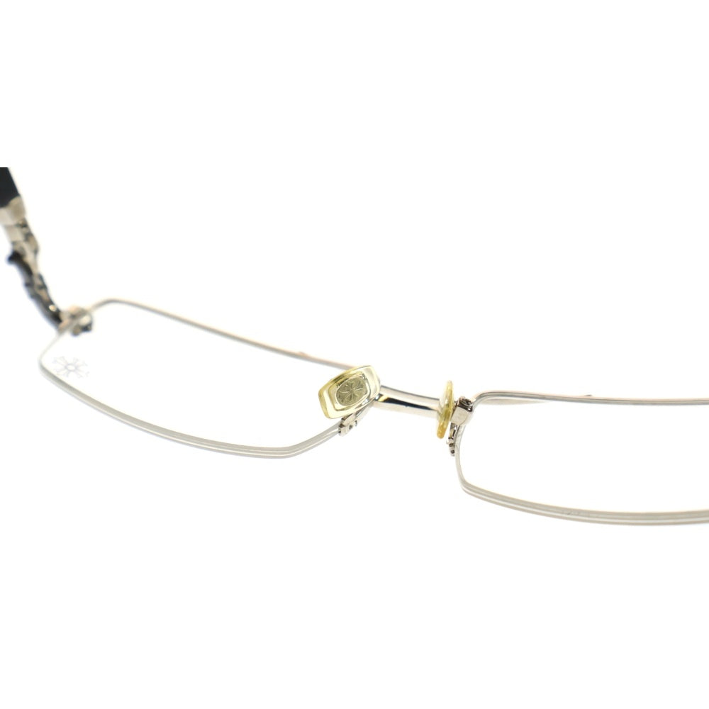 CHROME HEARTS(クロムハーツ) SS-WEB TOPPS トップリム ウッドテンプル カットアウトクロス クリアレンズ メガネ 眼鏡 アイウェア ブラウン/シルバー