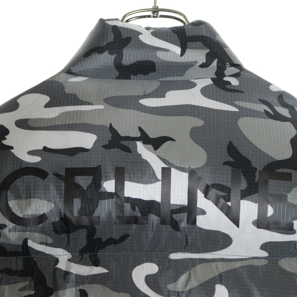 CELINE(セリーヌ) 22AW カモフラ 迷彩総柄 バックロゴプリント ジップアップ ダウンジャケット グレー/カーキ 2W771153Q