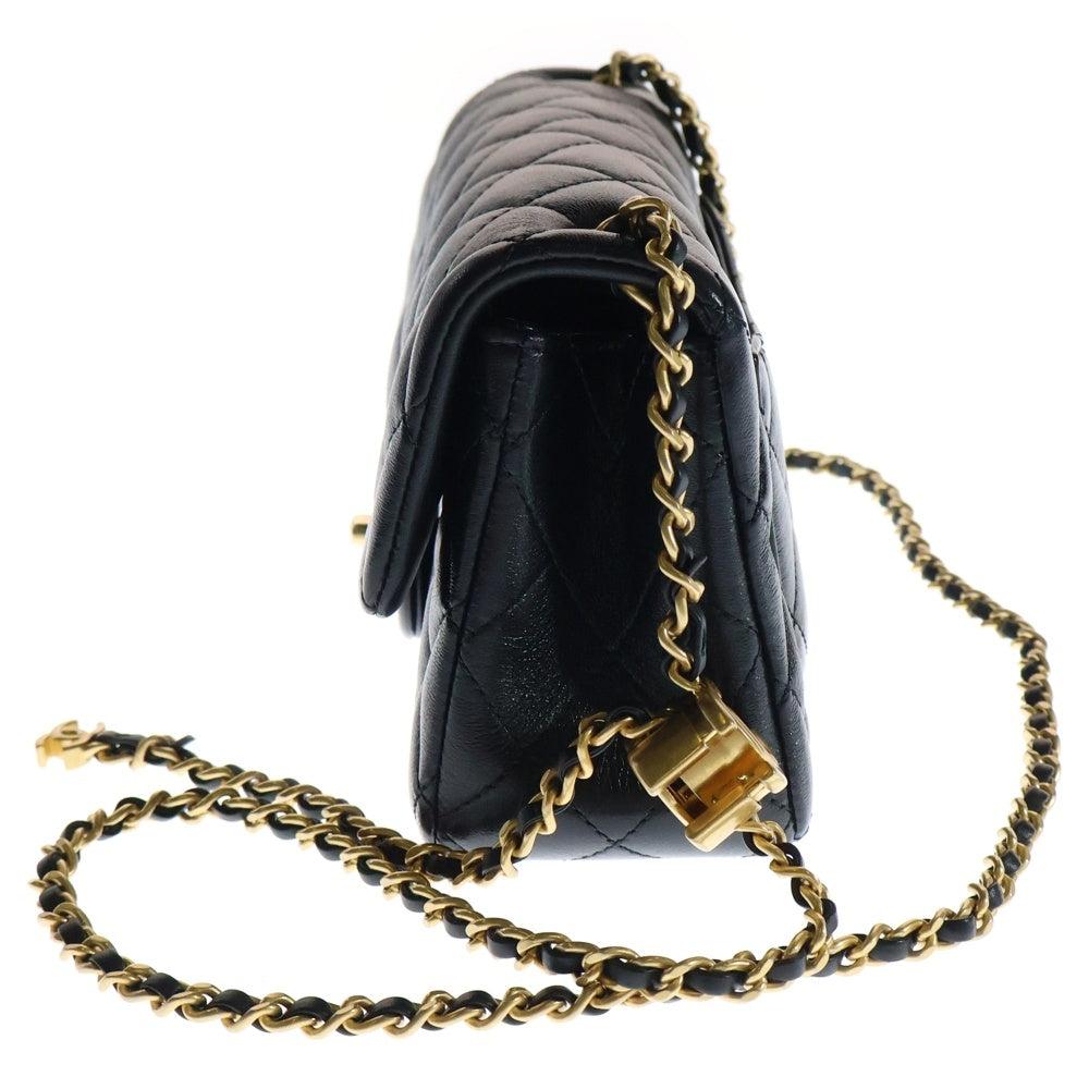 CHANEL(シャネル) ココマーク マトラッセ20 Sフラップ ラムスキン チェーンショルダーバッグ ブラック レディース