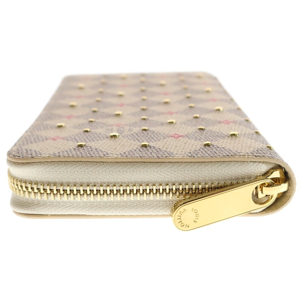 LOUIS VUITTON(ルイヴィトン) ダミエ アズール スタッズ ジッピーウォレット ロングウォレット カードケース 長財布 アイボリー ゴールド金具 PVC N64615