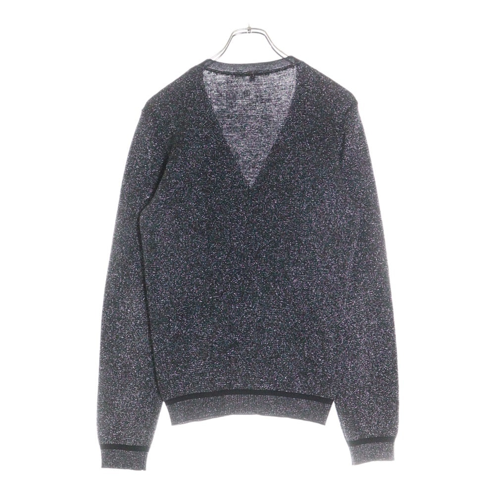 GUCCI(グッチ) ナイロン混 ウール ラメ ロングスリーブ 長袖 ニット カーディガン ブラック/シルバー 224380