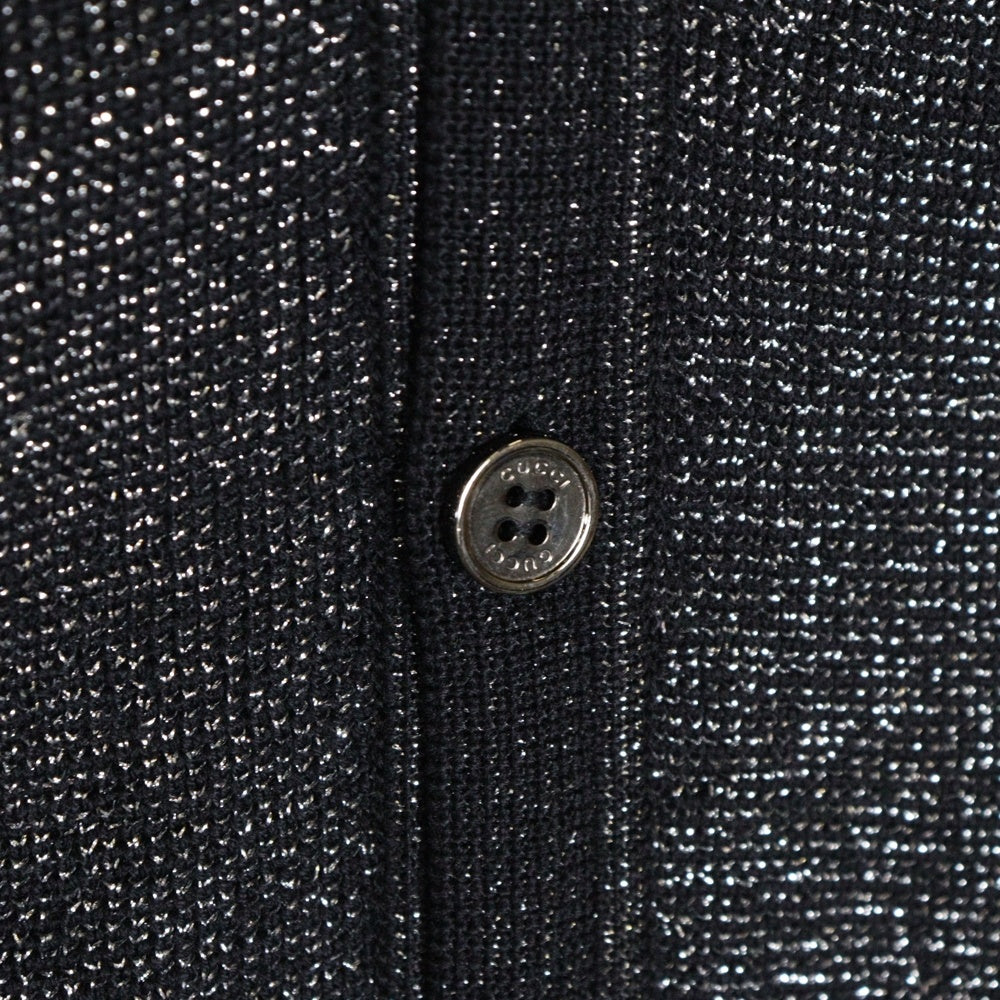 GUCCI(グッチ) ナイロン混 ウール ラメ ロングスリーブ 長袖 ニット カーディガン ブラック/シルバー 224380