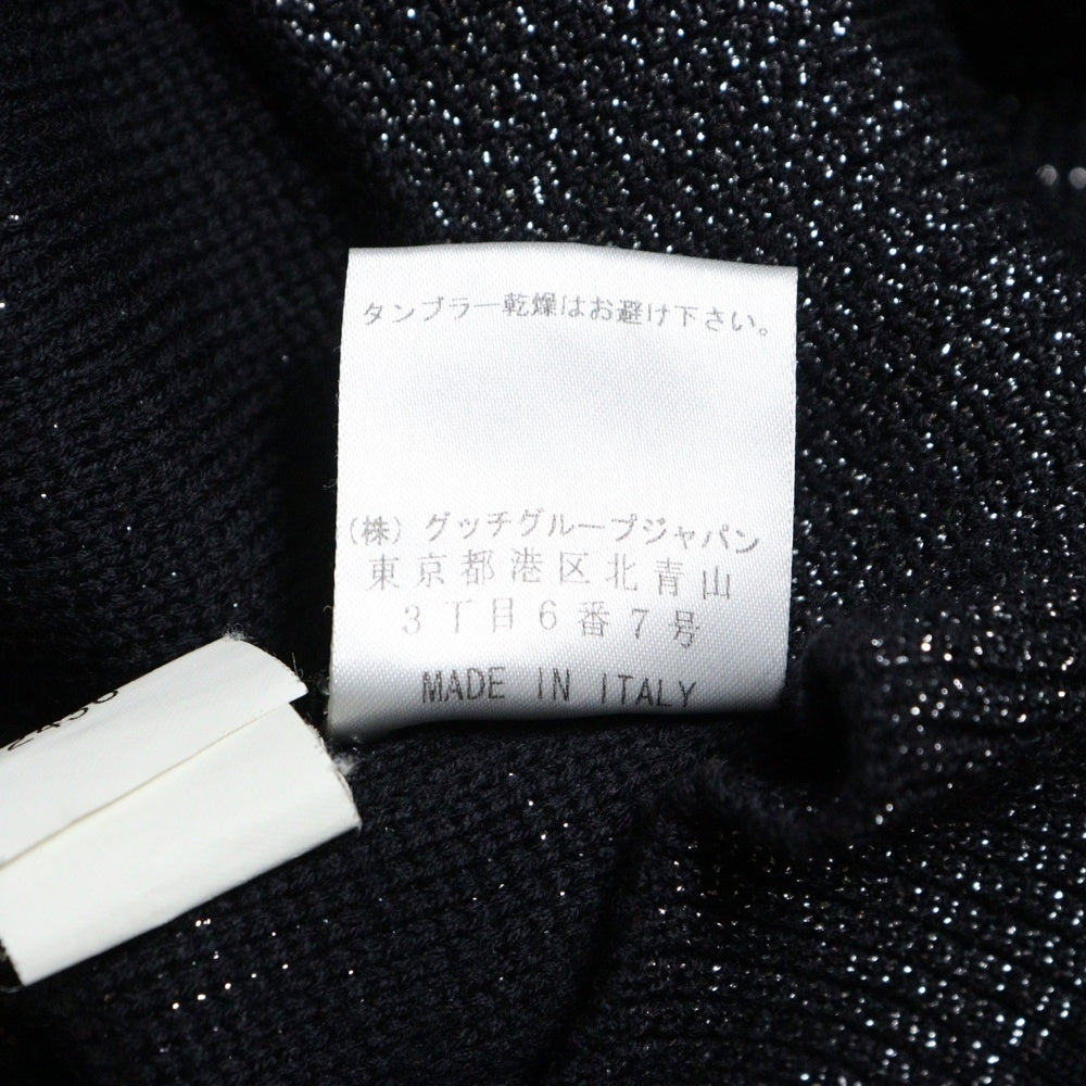 GUCCI(グッチ) ナイロン混 ウール ラメ ロングスリーブ 長袖 ニット カーディガン ブラック/シルバー 224380