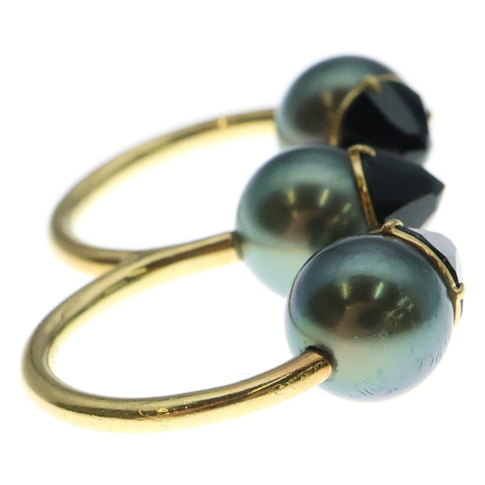 TASAKI(タサキ) リファベリオン リュクス ダブルフィンガーリング ブラックパール ブラックスピネル 750 YG イエローゴールド 約9号 ジュエリー