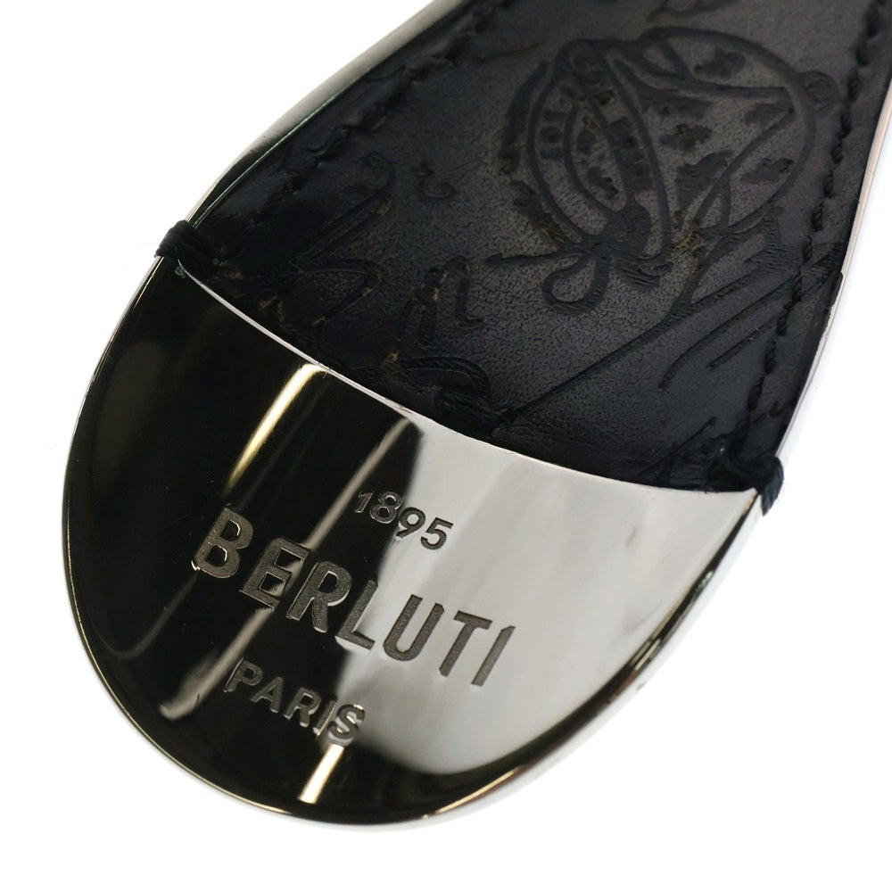 Berluti(ベルルッティ) カリグラフィ シューホーン ブラック スクリットレザー チャーム キーリング 靴ベラ