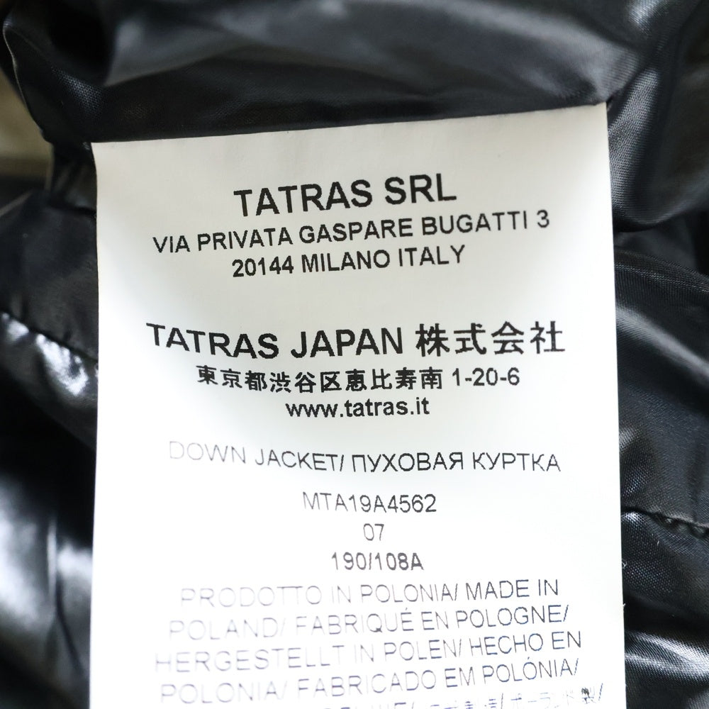 TATRAS(タトラス) 19AW BELBO ベルボ フーデッド ジップアップ ダウンジャケット ブラック MTA19A4562