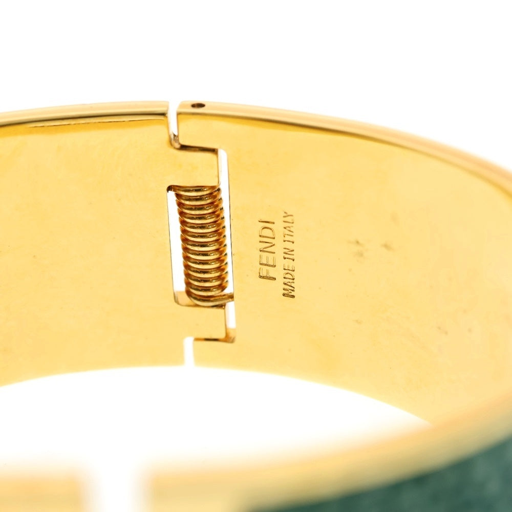 FENDI(フェンディ) FFロゴ バングル ブレスレット ゴールド×ブラック×グリーン GP
