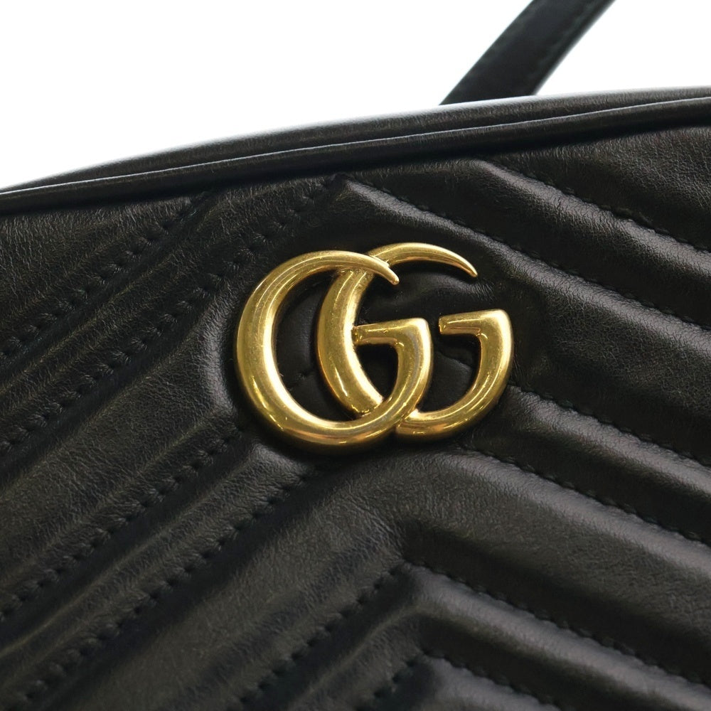 GUCCI(グッチ) GGマーモント キルティング チェーンショルダーバッグ ミニバッグ ブラック ゴールド金具 レザー 448065