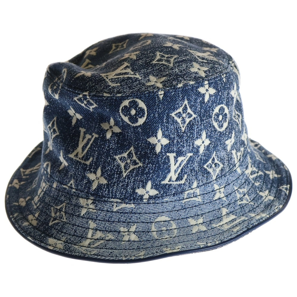LOUIS VUITTON(ルイヴィトン) モノグラム デニム バケットハット 帽子 インディゴブルー M77435