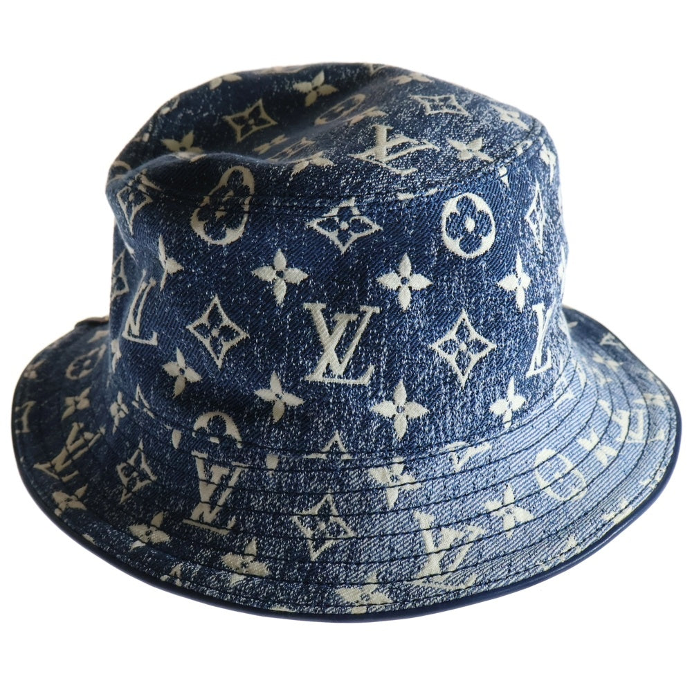 LOUIS VUITTON(ルイヴィトン) モノグラム デニム バケットハット 帽子 インディゴブルー M77435