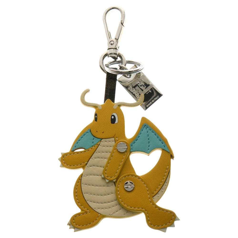 FENDI(フェンディ) FENDI×FRGMT×POKEMON カイリュー バッグチャーム キーホルダー キーリング レザー イエロー シルバー金具
