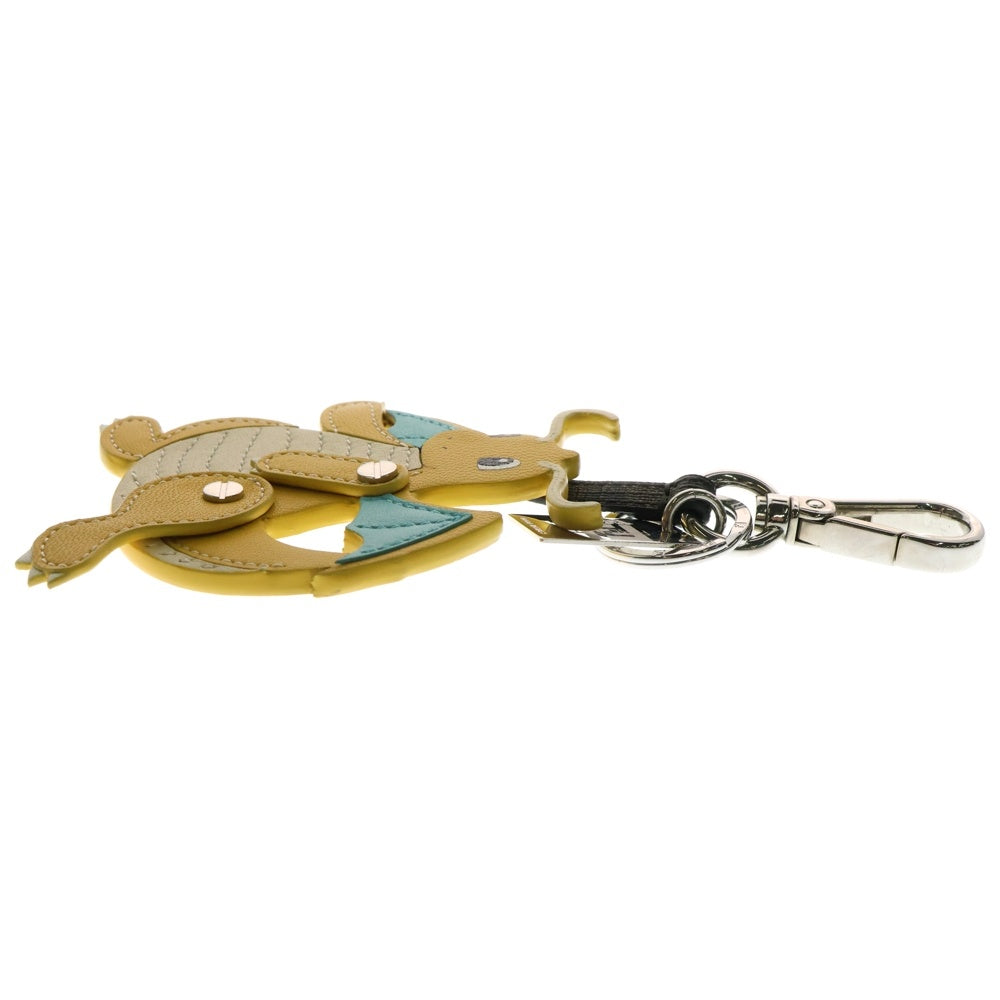 FENDI(フェンディ) FENDI×FRGMT×POKEMON カイリュー バッグチャーム キーホルダー キーリング レザー イエロー シルバー金具