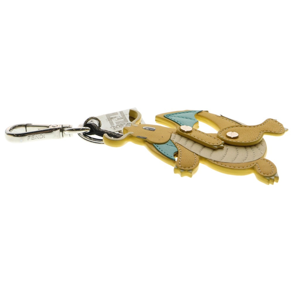 FENDI(フェンディ) FENDI×FRGMT×POKEMON カイリュー バッグチャーム キーホルダー キーリング レザー イエロー シルバー金具