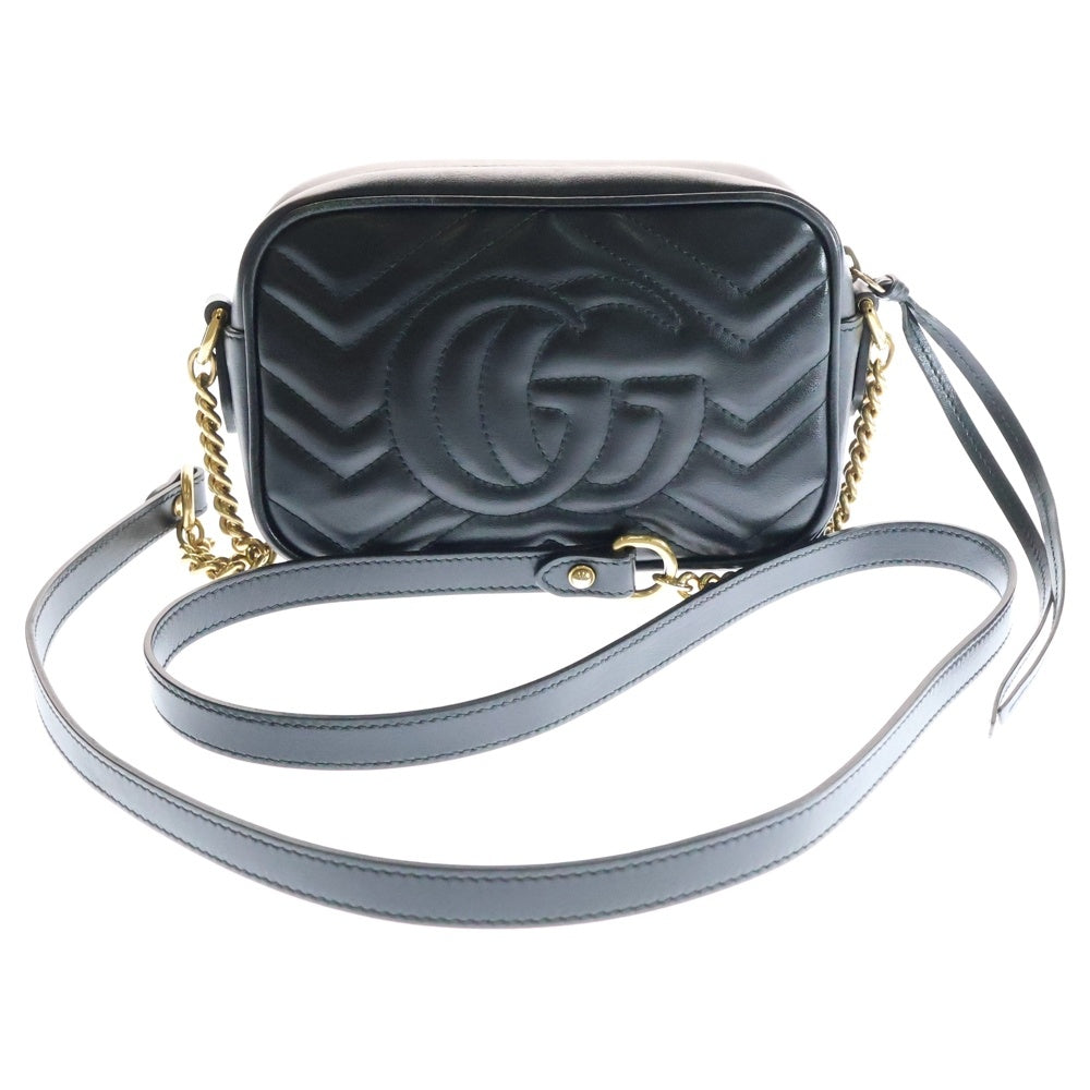 GUCCI(グッチ) GGマーモント ショルダーバッグ ミニバッグ ブラック ゴールド金具 レザー 447632