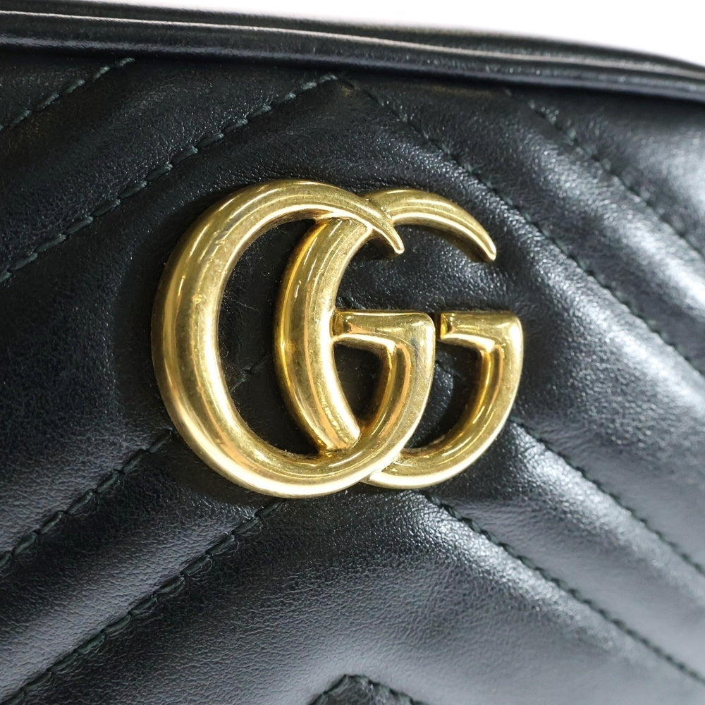 GUCCI(グッチ) GGマーモント ショルダーバッグ ミニバッグ ブラック ゴールド金具 レザー 447632