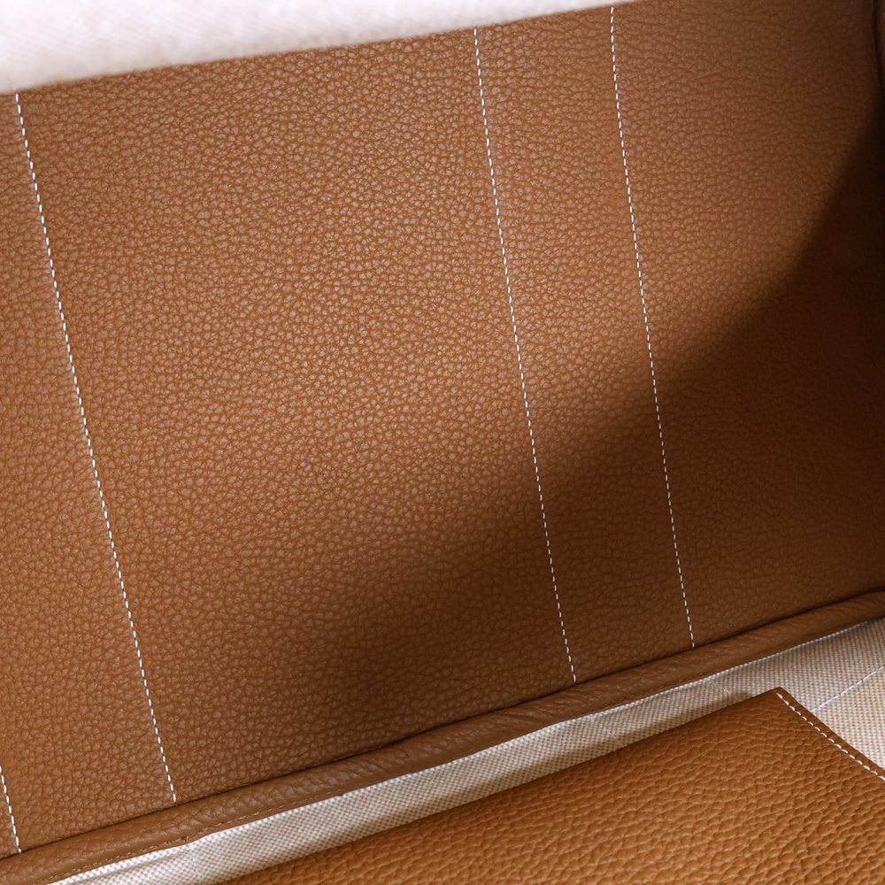 HERMES(エルメス) ネオガーデンパーティ41 トワルアッシュ ネゴンダ レザー切替キャンバスハンドバッグ トートバッグ ベージュ/ブラウン レディース K刻印