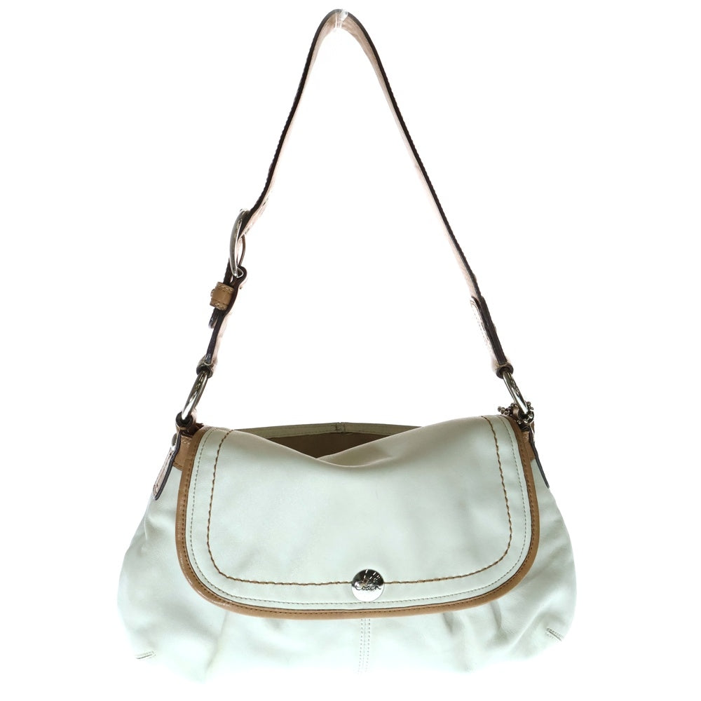 COACH(コーチ) ショルダーバッグ ハンドバッグ ワンショルダーバッグ ホワイト×ブラウン シルバー金具 レザー F13728