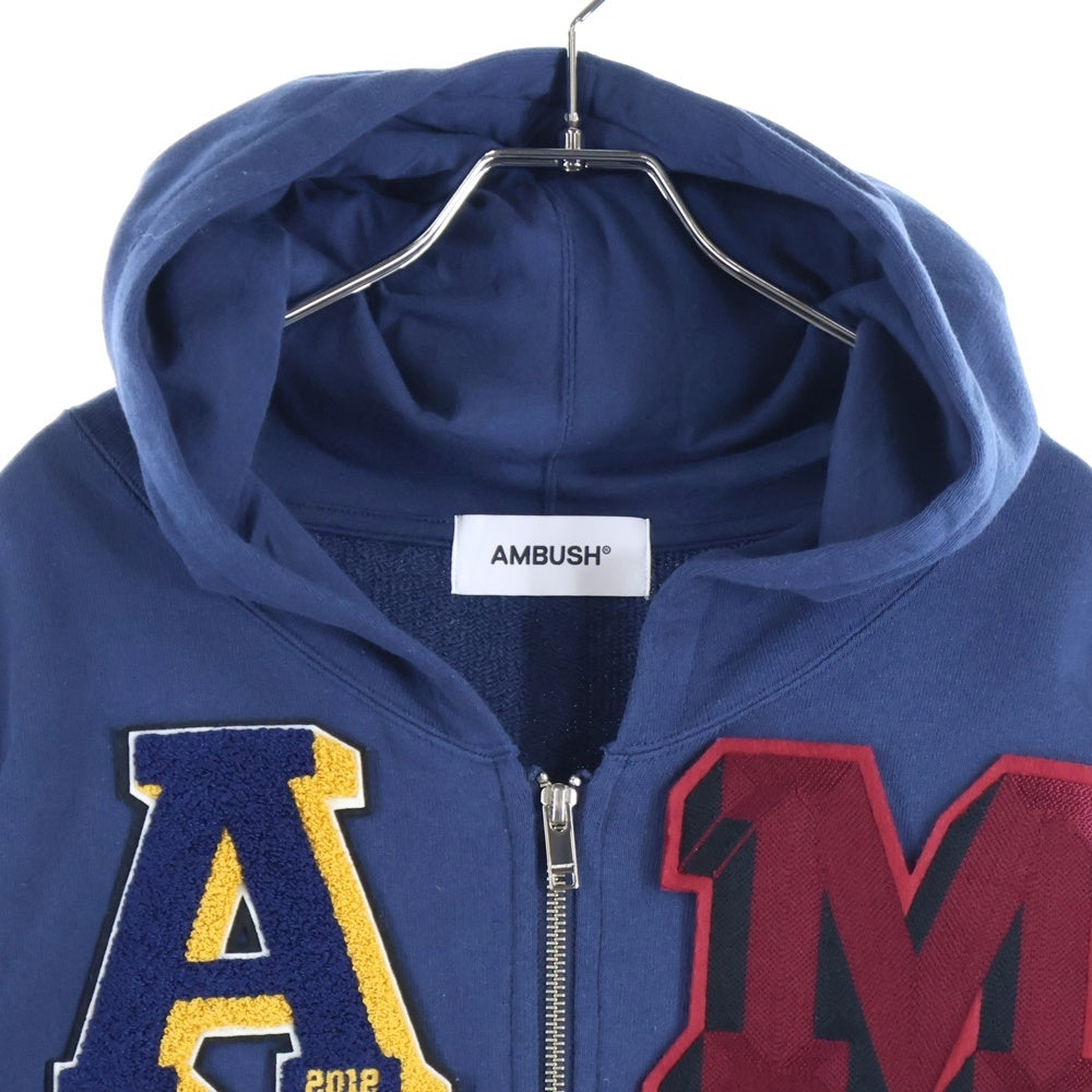 AMBUSH(アンブッシュ) ワッペンロゴ オーバーサイズ ジップアップスウェットパーカー フーディー ネイビー 12115453