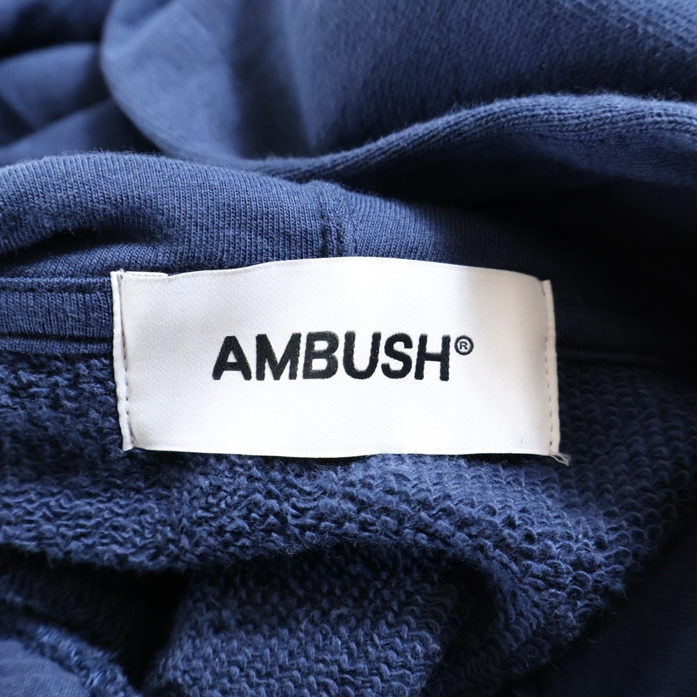 AMBUSH(アンブッシュ) ワッペンロゴ オーバーサイズ ジップアップスウェットパーカー フーディー ネイビー 12115453