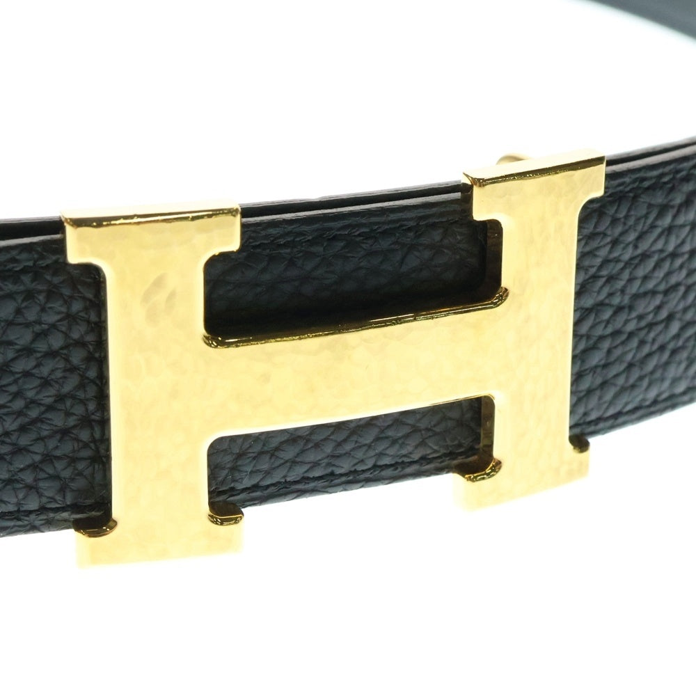HERMES(エルメス) コンスタンス Hベルト ブラック レザー トゴ ゴールド金具 D刻印