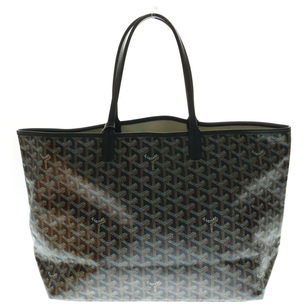 GOYARD(ゴヤール) サンルイPM PVC コーティングキャンバス レザー ハンド トートバッグ ブラック/ブラウン