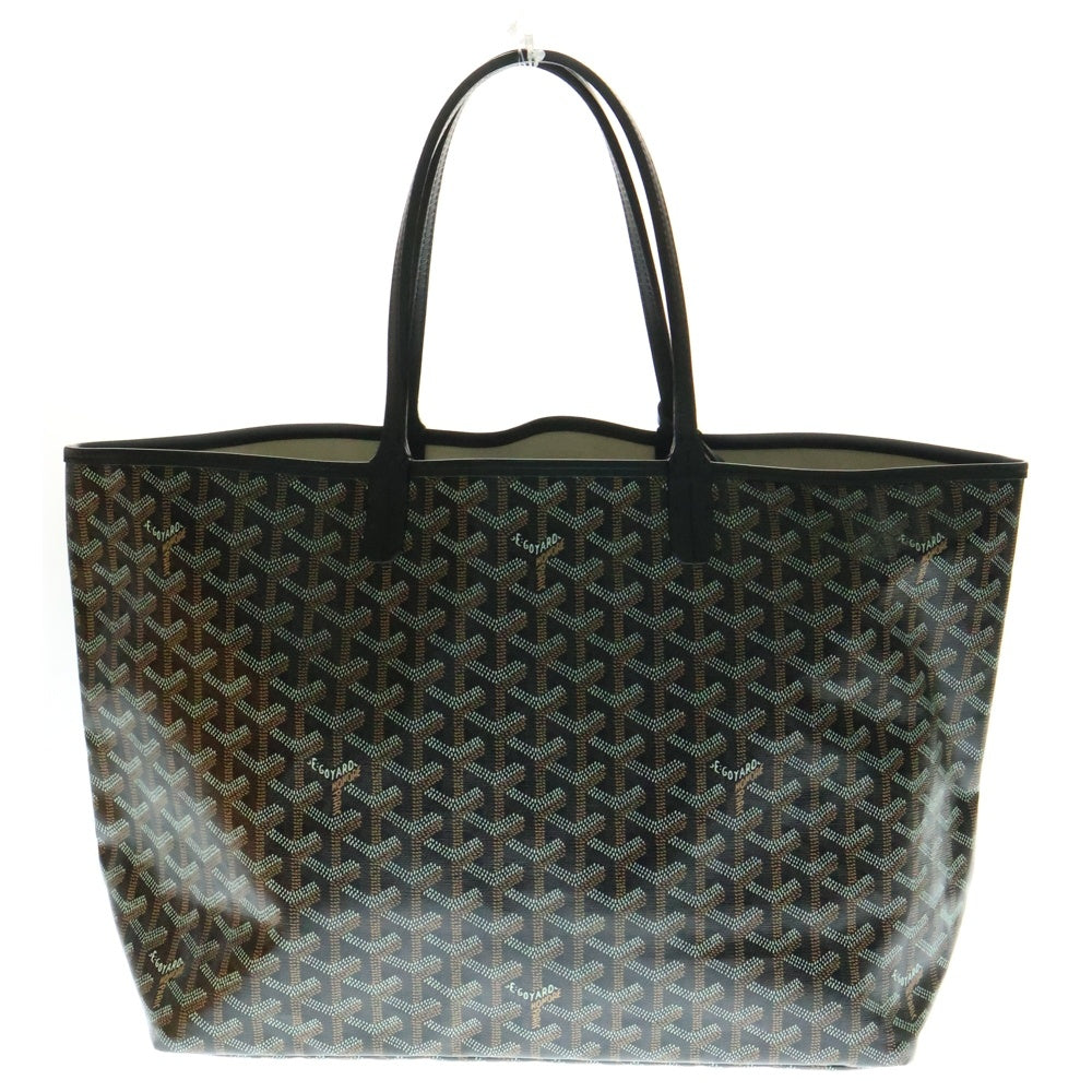 GOYARD(ゴヤール) サンルイPM PVC コーティングキャンバス レザー ハンド トートバッグ ブラック/ブラウン
