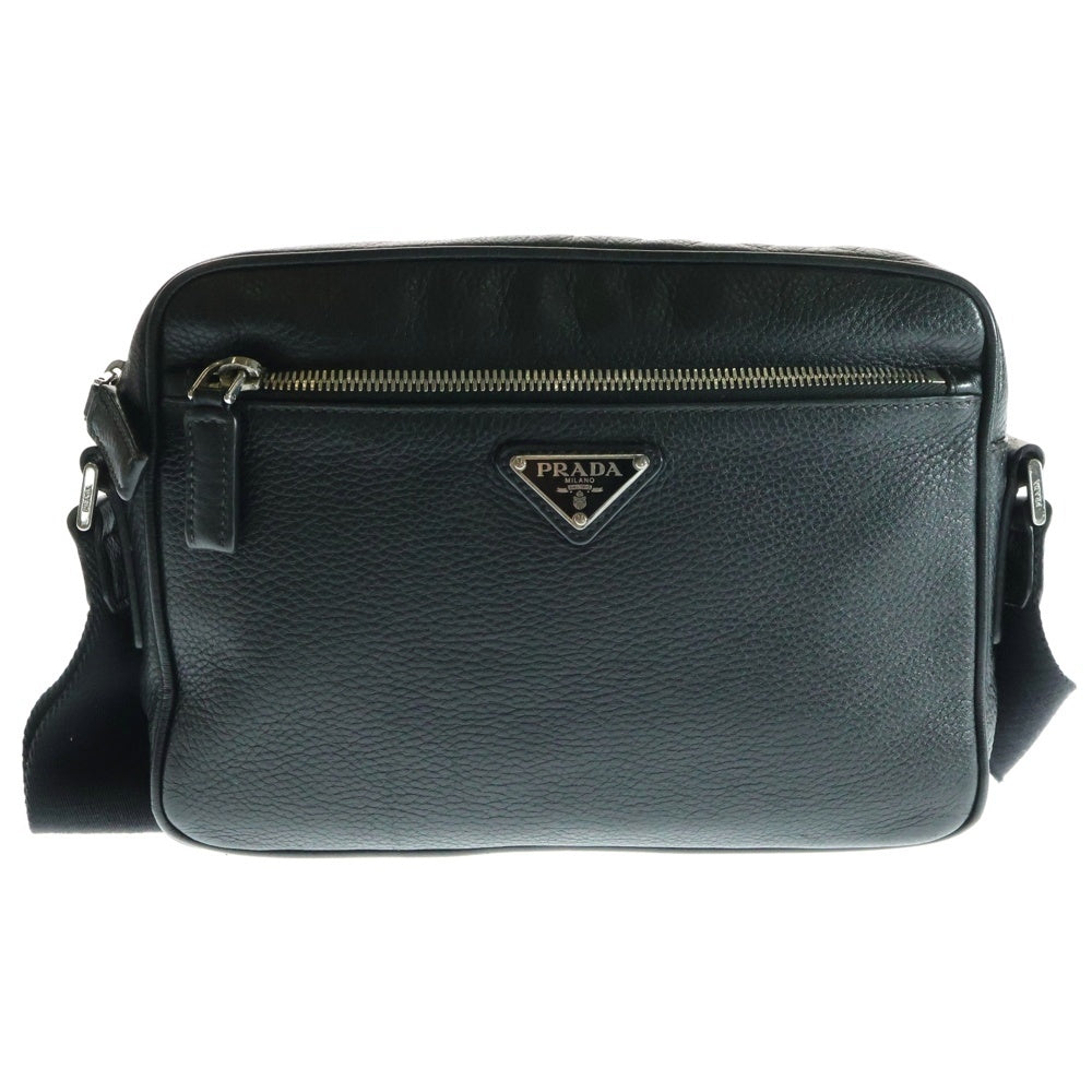 PRADA(プラダ) トライアングルロゴ サフィアーノ レザーベルトバッグ ボディバック ブラック