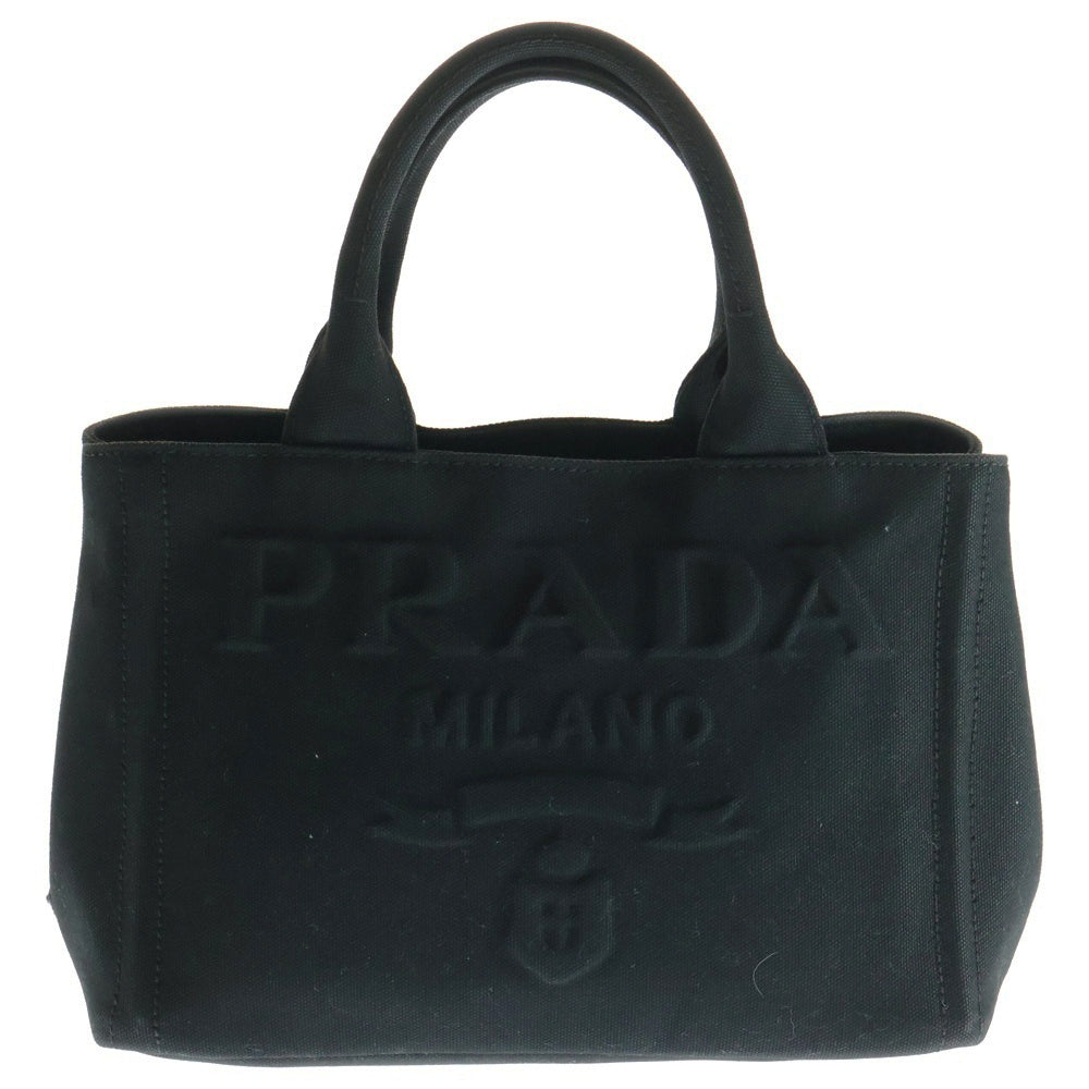 PRADA(プラダ) カナパ 2wayショルダーバッグ ハンドバッグ ブラック シルバー金具 キャンバス デニム