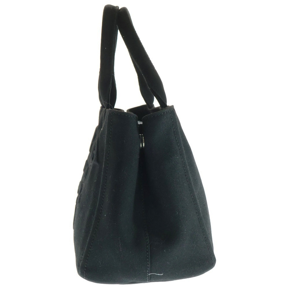 PRADA(プラダ) カナパ 2wayショルダーバッグ ハンドバッグ ブラック シルバー金具 キャンバス デニム