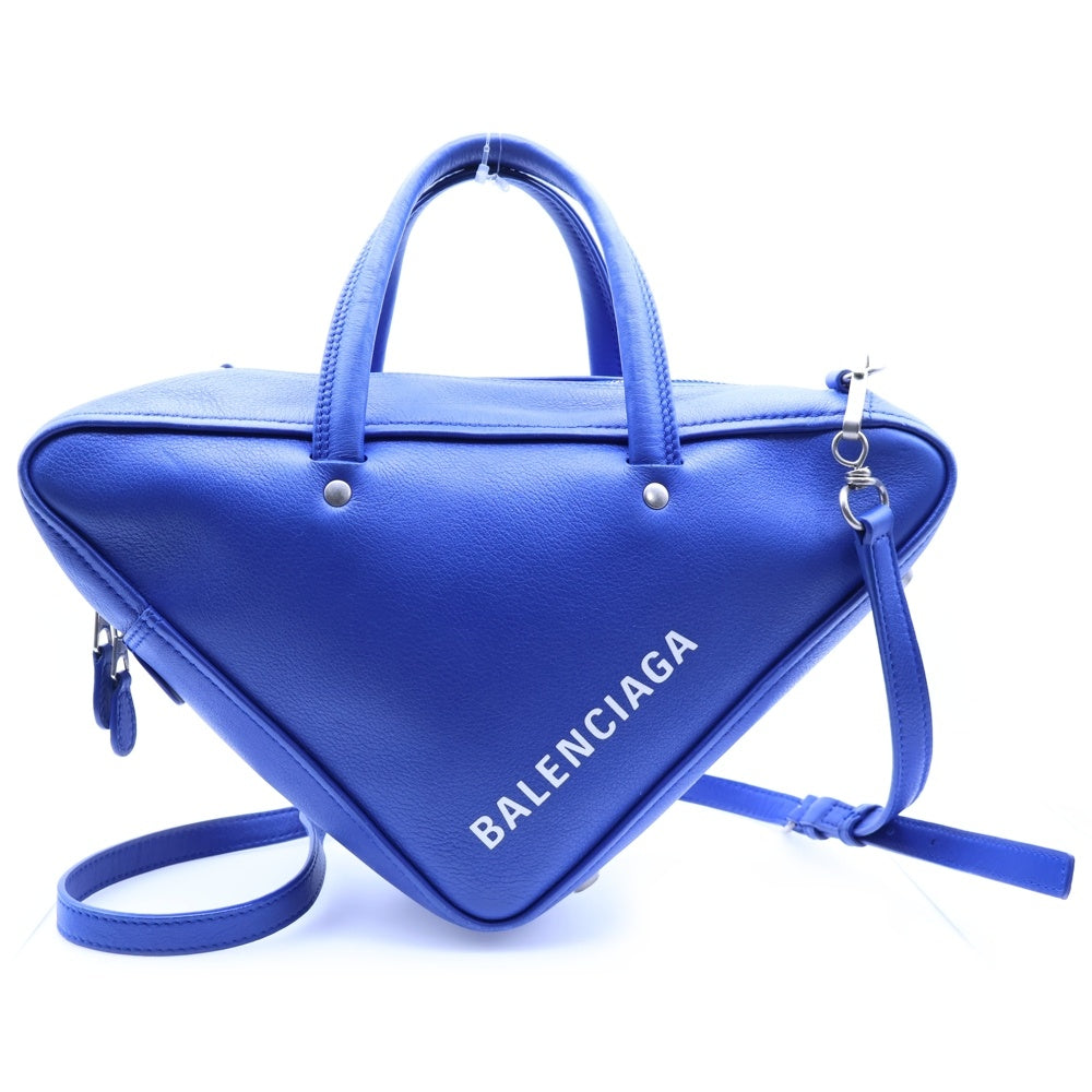 BALENCIAGA(バレンシアガ) トライアングル ロゴバッグ 2WAYバッグ ハンドバッグ ショルダーバッグ ブルー レザー シルバー金具
