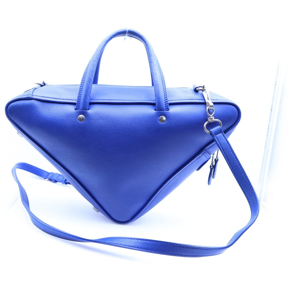 BALENCIAGA(バレンシアガ) トライアングル ロゴバッグ 2WAYバッグ ハンドバッグ ショルダーバッグ ブルー レザー シルバー金具