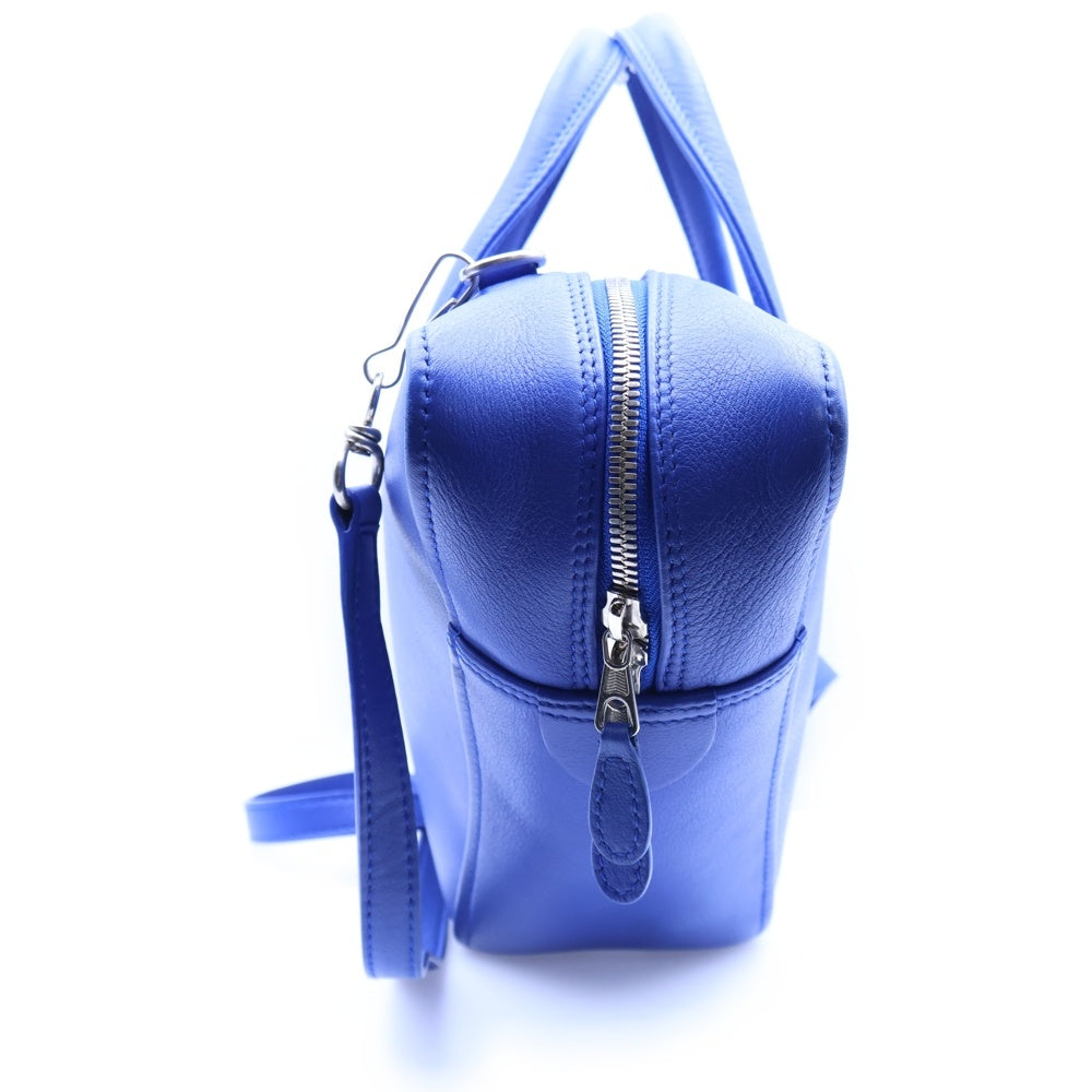 BALENCIAGA(バレンシアガ) トライアングル ロゴバッグ 2WAYバッグ ハンドバッグ ショルダーバッグ ブルー レザー シルバー金具