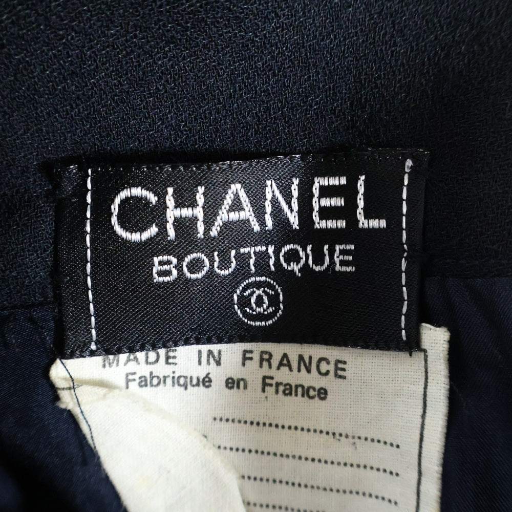 CHANEL(シャネル) ココマークボタン ポケット プリーツ ミディアム フレア スカート ブラック レディース