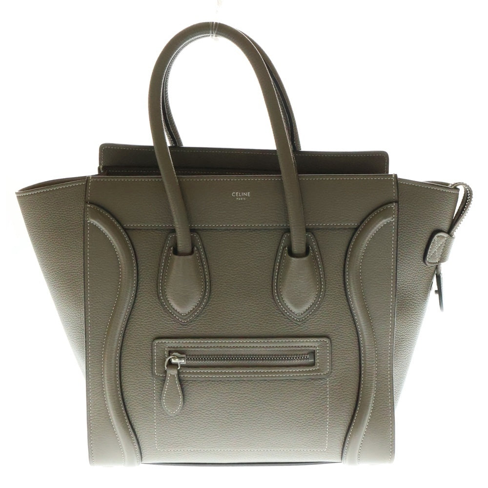 CELINE(セリーヌ) ラゲージ マイクロショッパー スリ ハンドバッグ トートバッグ グレージュ シルバー金具 レザー
