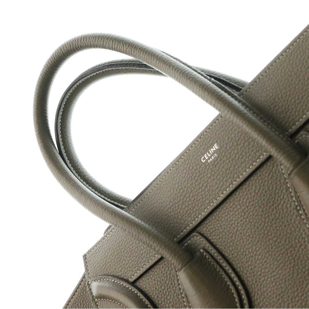CELINE(セリーヌ) ラゲージ マイクロショッパー スリ ハンドバッグ トートバッグ グレージュ シルバー金具 レザー
