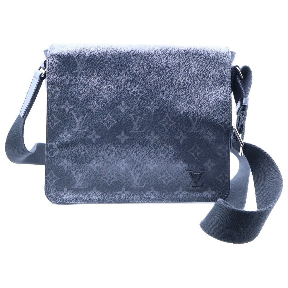 LOUIS VUITTON(ルイヴィトン) モノグラムエクリプス ディストリクトPM ショルダーバッグ メッセンジャーバッグ ブラック レザー×PVC シルバー金具 M44000