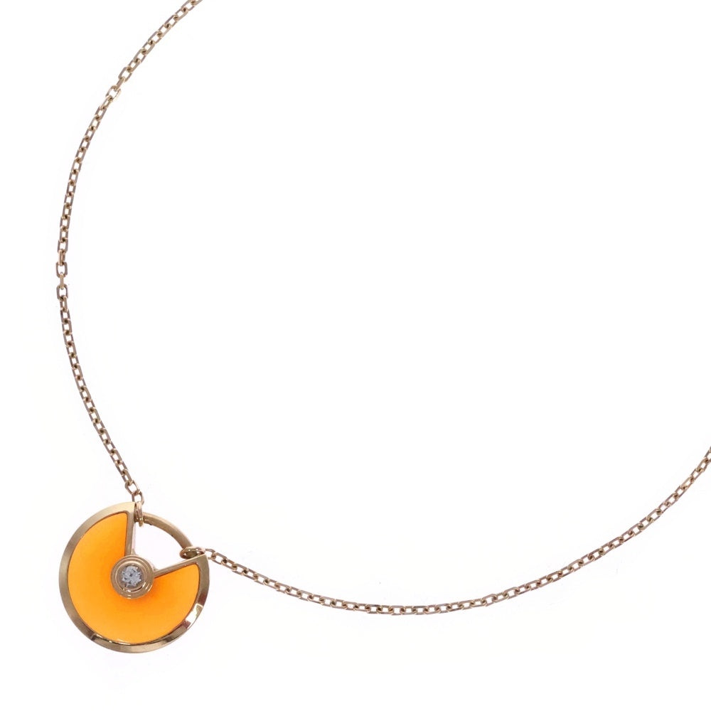 Cartier(カルティエ) アミュレットドゥカルティエ カーネリアン ダイヤ付チェーンネックレス K18PG ピンクゴールド レディース