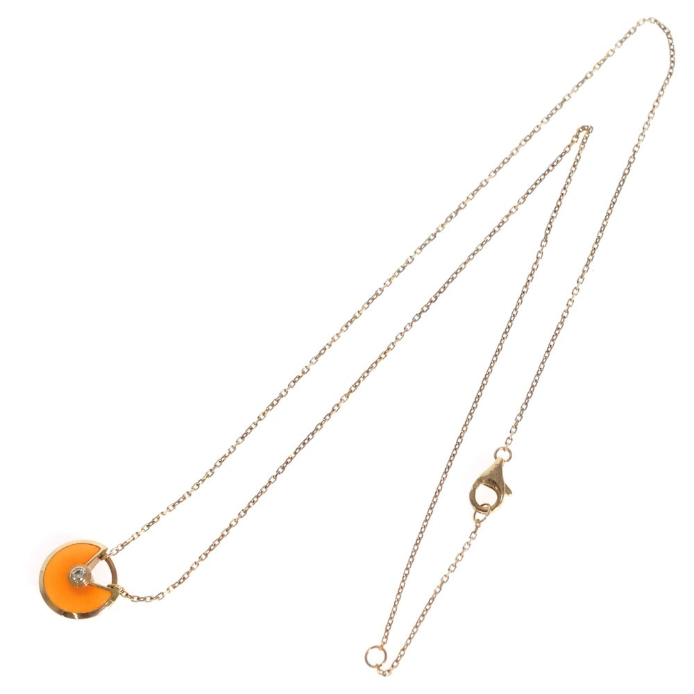 Cartier(カルティエ) アミュレットドゥカルティエ カーネリアン ダイヤ付チェーンネックレス K18PG ピンクゴールド レディース