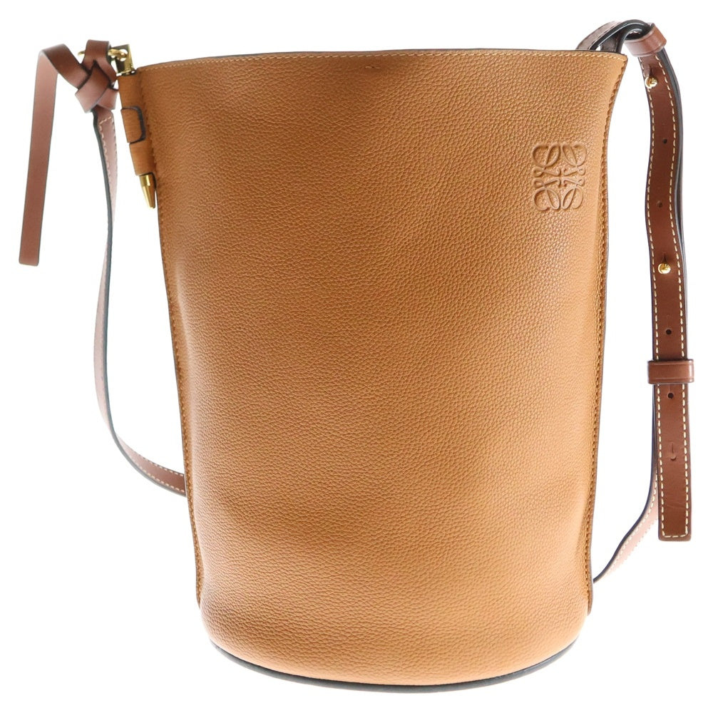 LOEWE(ロエベ) ゲートバケット ショルダーバッグ ブラウン レザー ゴールド金具