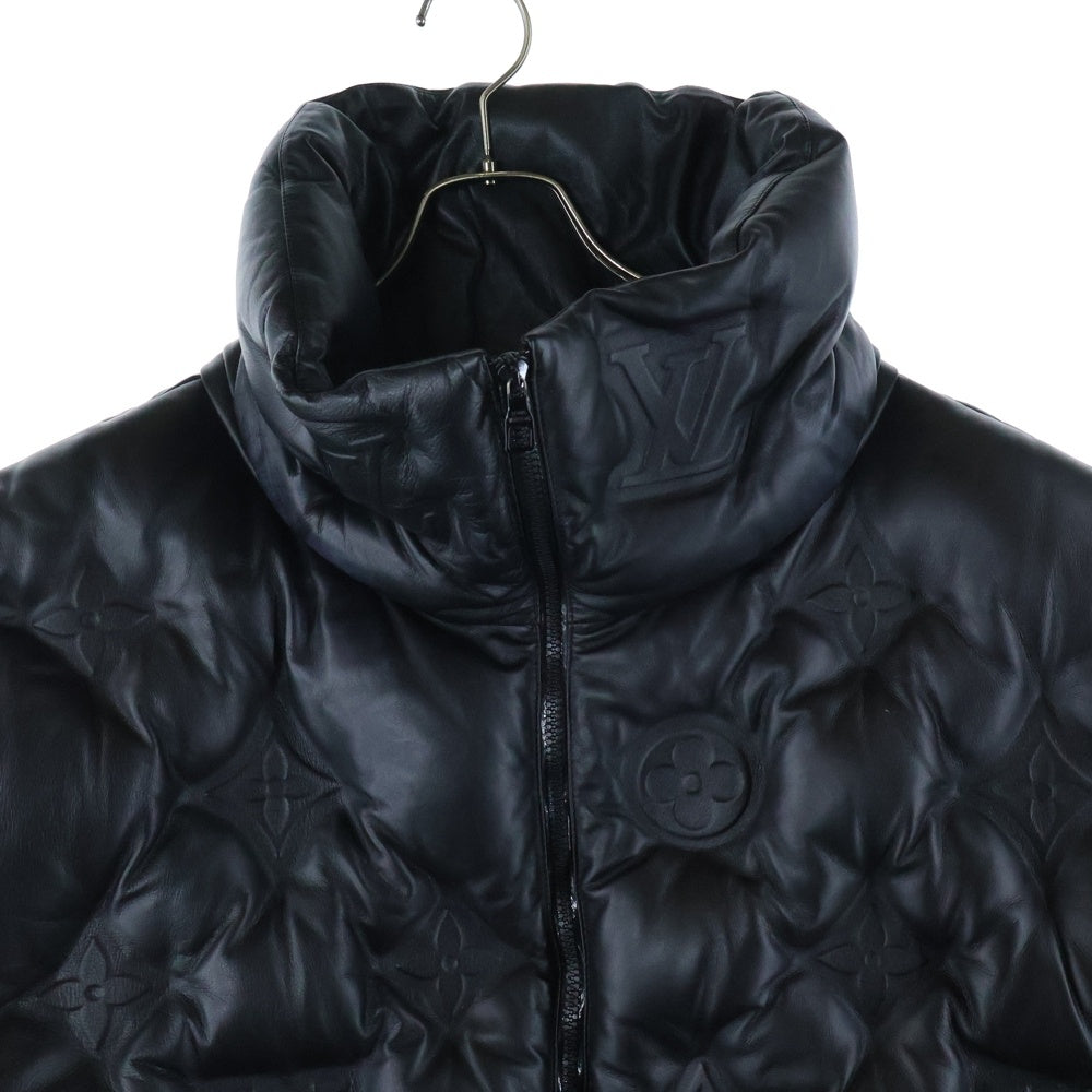 LOUIS VUITTON(ルイヴィトン) 19AW モノグラム ボーイフッドパファー エンボスレザー ジップアップ ダウンベスト ブラック HHL84WREY