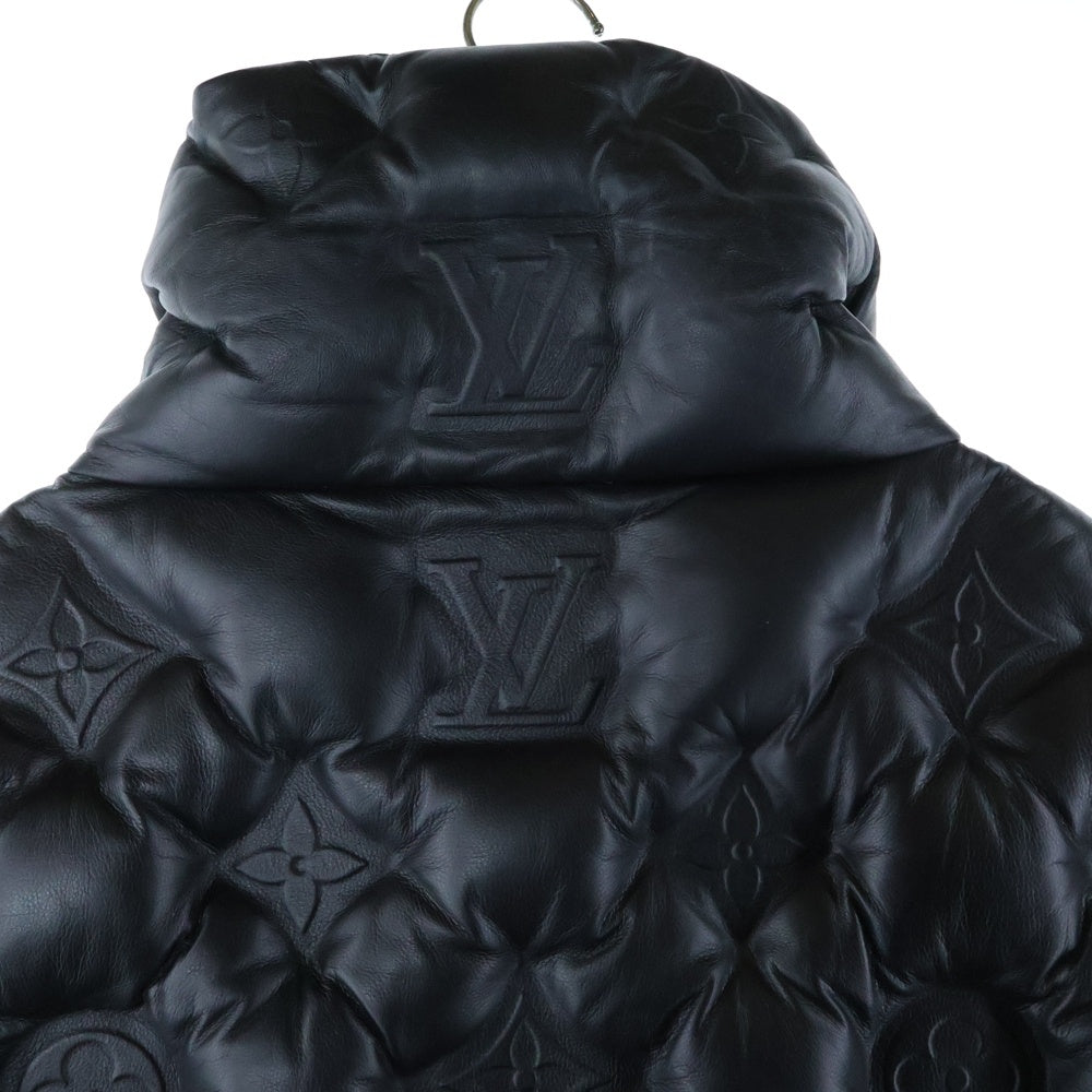 LOUIS VUITTON(ルイヴィトン) 19AW モノグラム ボーイフッドパファー エンボスレザー ジップアップ ダウンベスト ブラック HHL84WREY